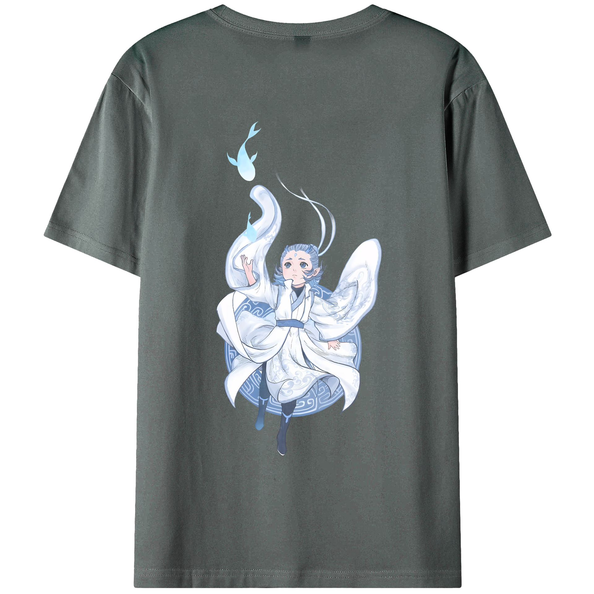 （画像用） Ne Zha 2 ナタ 魔童の大暴れ 綿100％ メンズ半袖Tシャツ（バックプリント） 通気性